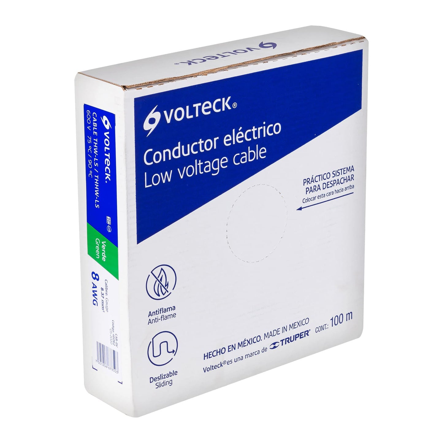 Cable THHW-LS 8 AWG Verde 100m Volteck - Instalación Eléctrica Segura Residencial y Comercial