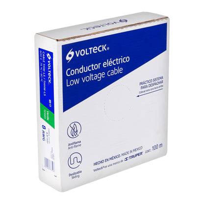 Cable THHW-LS 8 AWG Verde 100m Volteck - Instalación Eléctrica Segura Residencial y Comercial