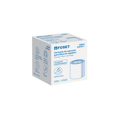 Cartucho Repuesto Filtro Regadera FOSET CAFIR-1 - Elimina Cloro y Sedimentos - 15 Niveles Filtración - Protege Piel y Cabello - Compatible FIR-1