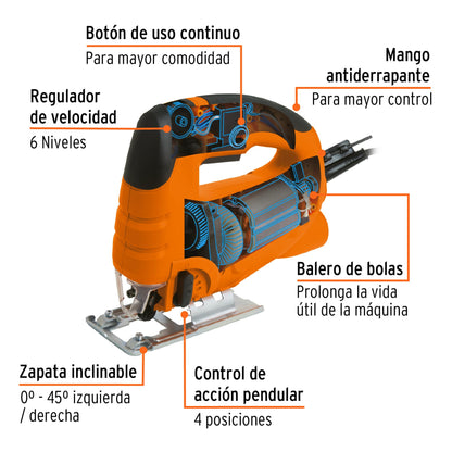 Sierra Caladora Profesional TRUPER PRO 550W Variable - Cortes Precisos Madera Metal - CALA-A3