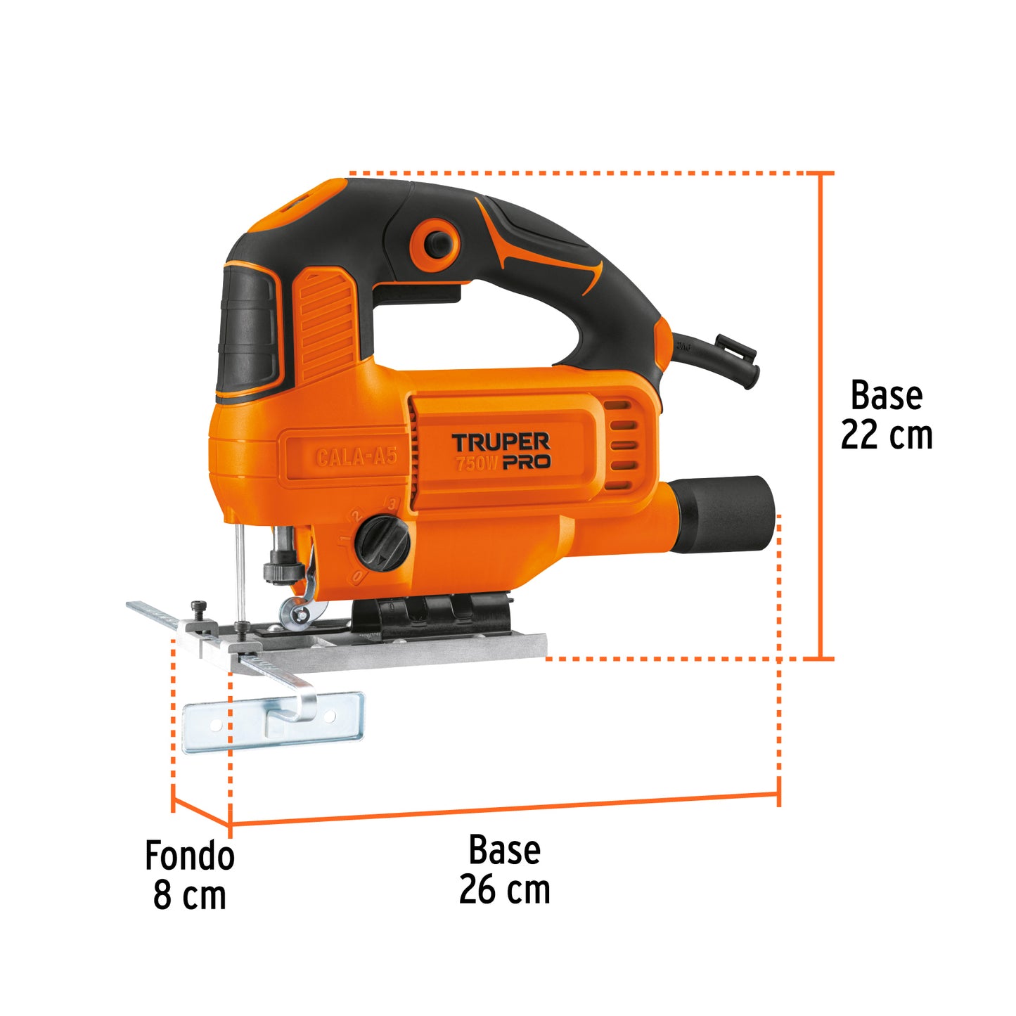 Sierra Caladora TRUPER PRO 750W Velocidad Variable - Cortes Precisos Madera Metal Plástico - Motor 5.9A Base Aluminio Sistema Pendular