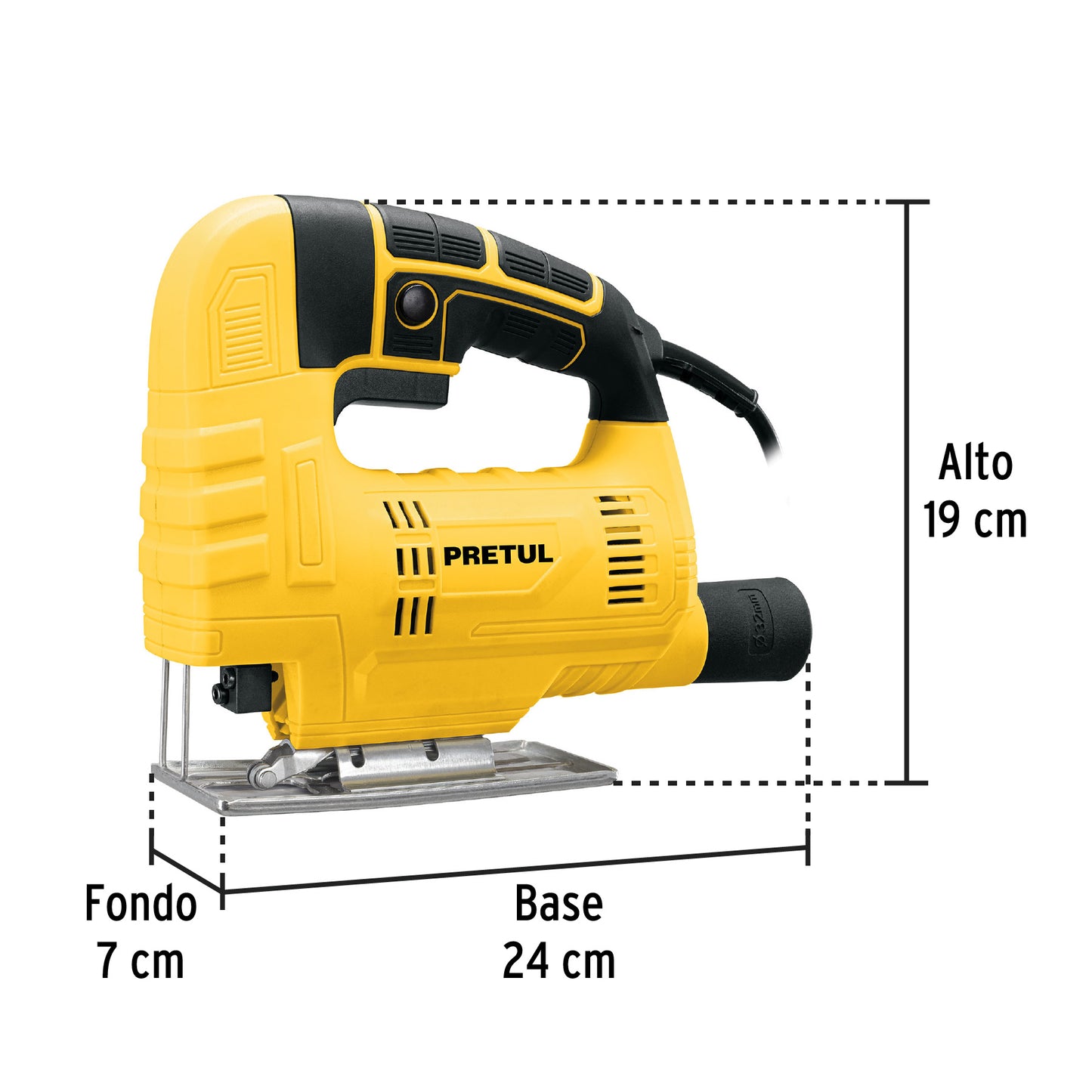 Sierra Caladora Profesional PRETUL 400W con Base Metálica y Zapata Inclinable - Cortes Precisos en Madera, Metal y Plástico - CALA-P4