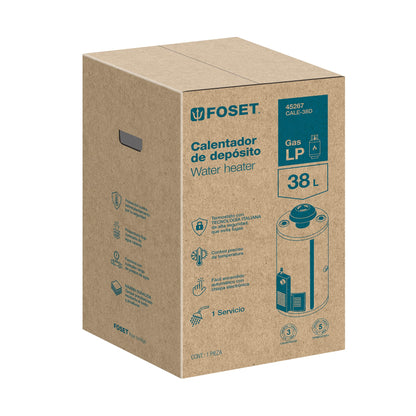 Calentador de depósito, 38L, 1 servicio, gas LP, FOSET