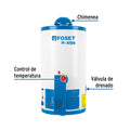 Calentador de depósito, 38L, 1 servicio, gas LP, FOSET
