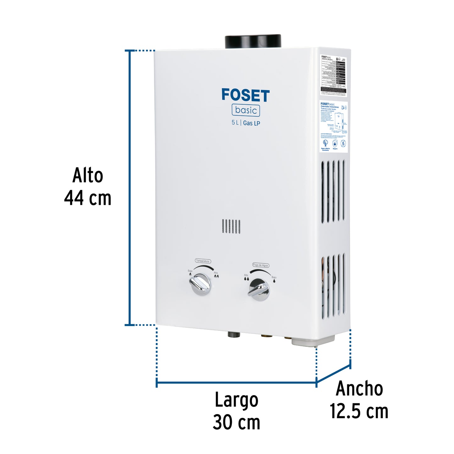 Calentador instantáneo, 5L, 1 servicio, gas LP, FOSET BASIC