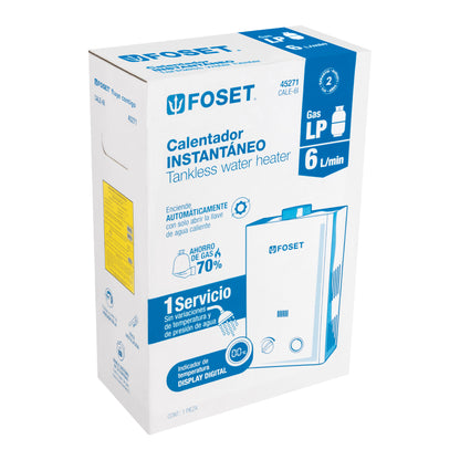 Calentador instantáneo, 6L, 1 servicio, gas LP, FOSET