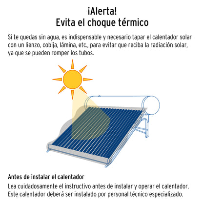 Calentador solar de agua, 8 tubos, 94L, 2 personas, FOSET