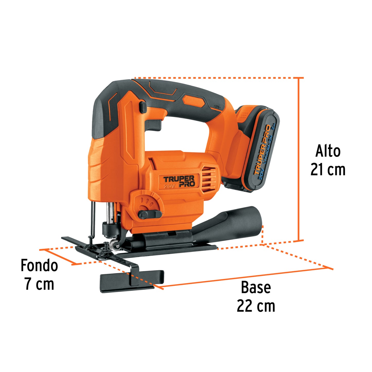 Sierra Caladora 20V TRUPER PRO con Batería 2Ah - Herramienta Inalámbrica Profesional