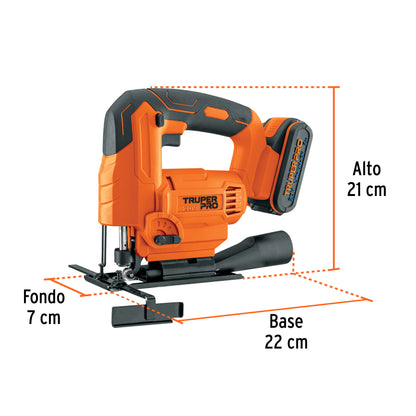 Sierra Caladora 20V TRUPER PRO con Batería 2Ah - Herramienta Inalámbrica Profesional