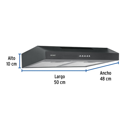 Campana Extractora Empotrable 50cm Negra FOSET - Cocina Profesional