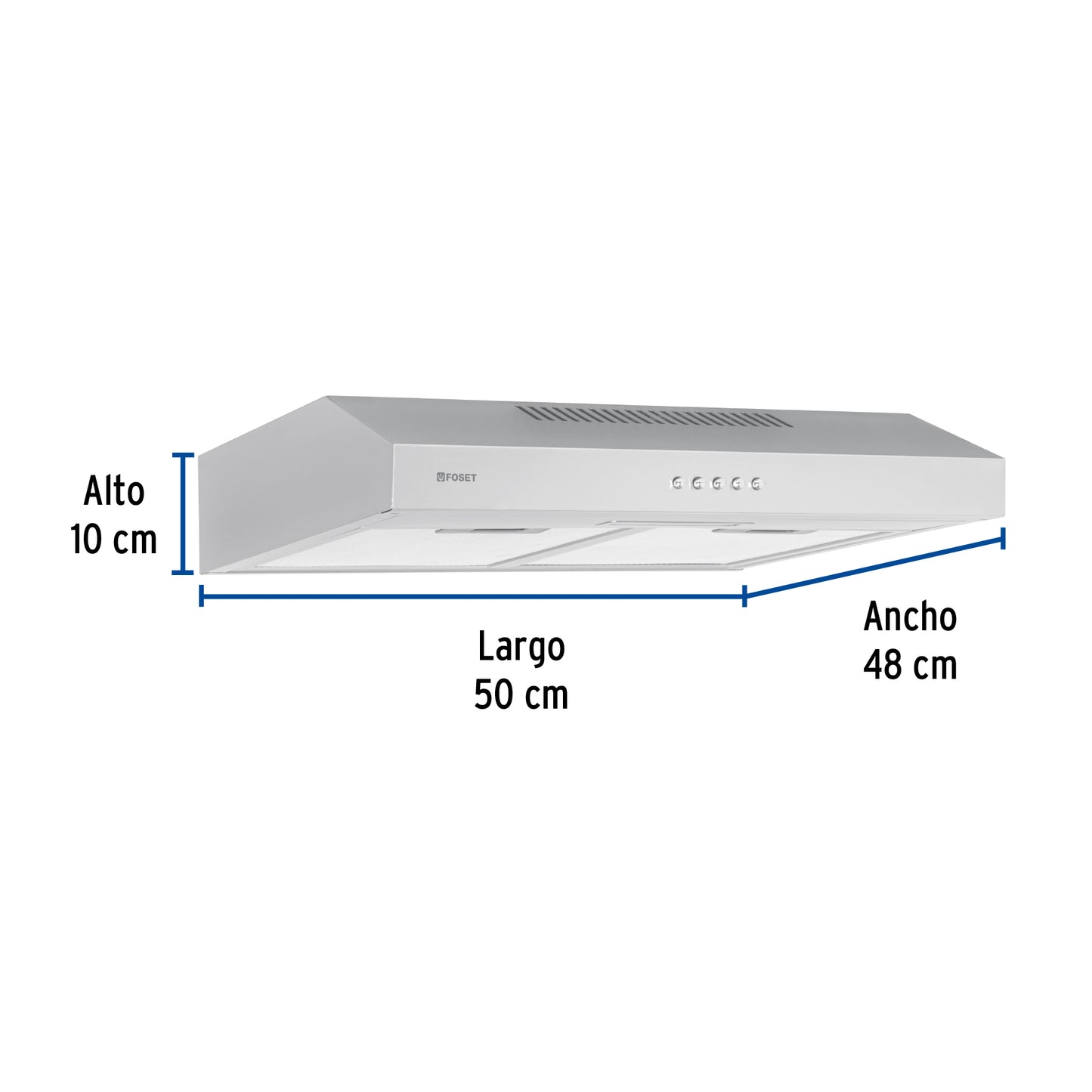 Campana Extractora Empotrable 50cm Acero Inoxidable FOSET - Cocina