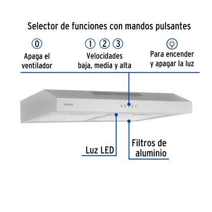 Campana Extractora Empotrable 60cm Acero Inoxidable FOSET - Cocina