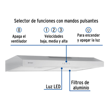 Campana Extractora Empotrable 75cm FOSET Acero Inoxidable - 3 Velocidades LED Filtros Lavables