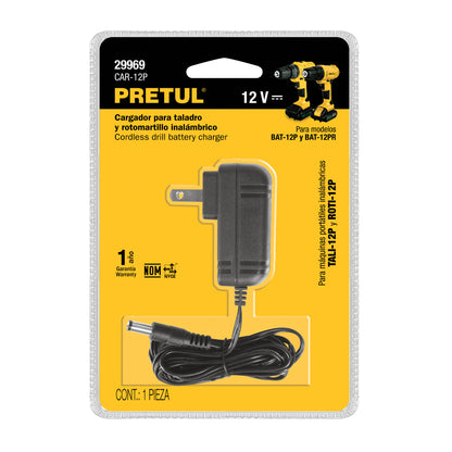 Cargador de Baterías Ion Litio 12V Pretul® CAR-12P - Compatible Taladro TALI-12P, BAT-12PR y BAT-12P - Carga Rápida y Segura