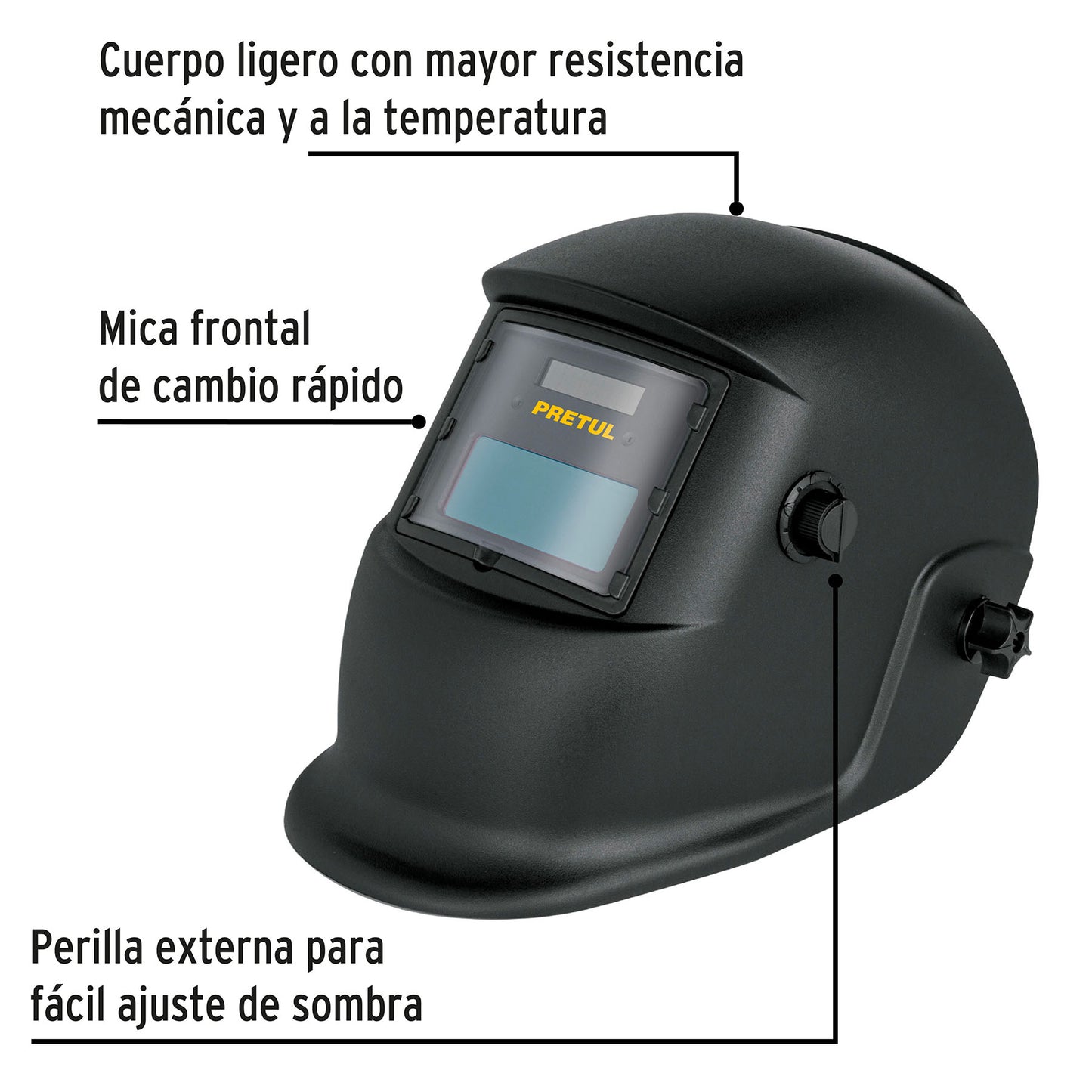 Careta Electrónica para Soldar PRETUL CAREL-11P - Sombra Variable 9-13 Automática con Filtro True Color - Protección Profesional contra Fatiga Ocular en Soldadura, Plasma y Esmerilado