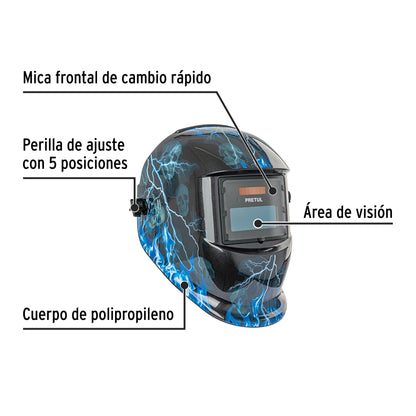 Careta Electrónica Soldadura PRETUL CAREL-11RP - Sombra Variable 9-13 - Protección Profesional Anti Rayos