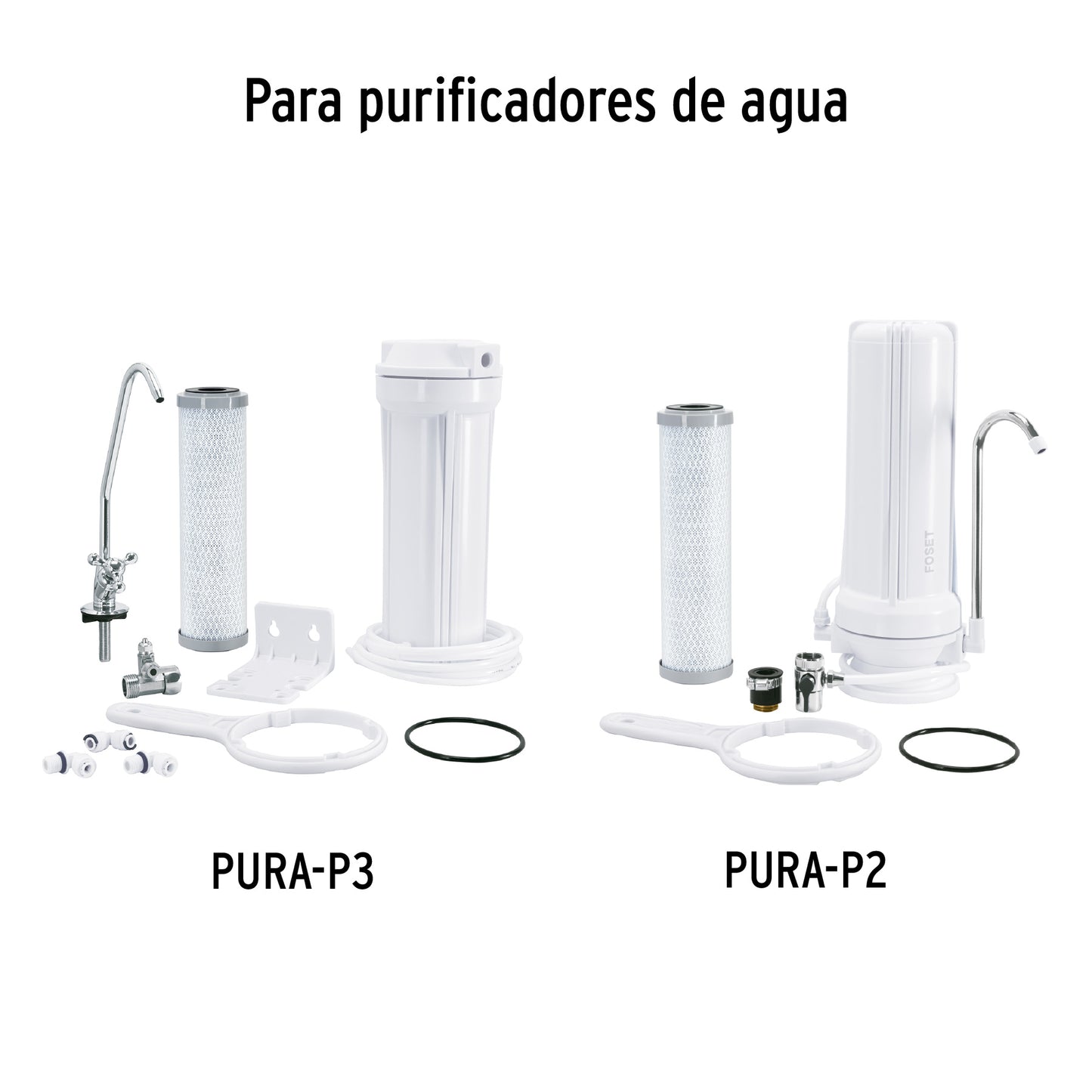 Cartucho de Repuesto CARPUR-P2 Carbón Activado con Plata Coloidal - Elimina 99.9% Bacterias, Olores y Sabores - Compatible PURA-P2 y PURA-P3 FOSET