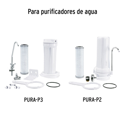 Cartucho de Repuesto CARPUR-P2 Carbón Activado con Plata Coloidal - Elimina 99.9% Bacterias, Olores y Sabores - Compatible PURA-P2 y PURA-P3 FOSET