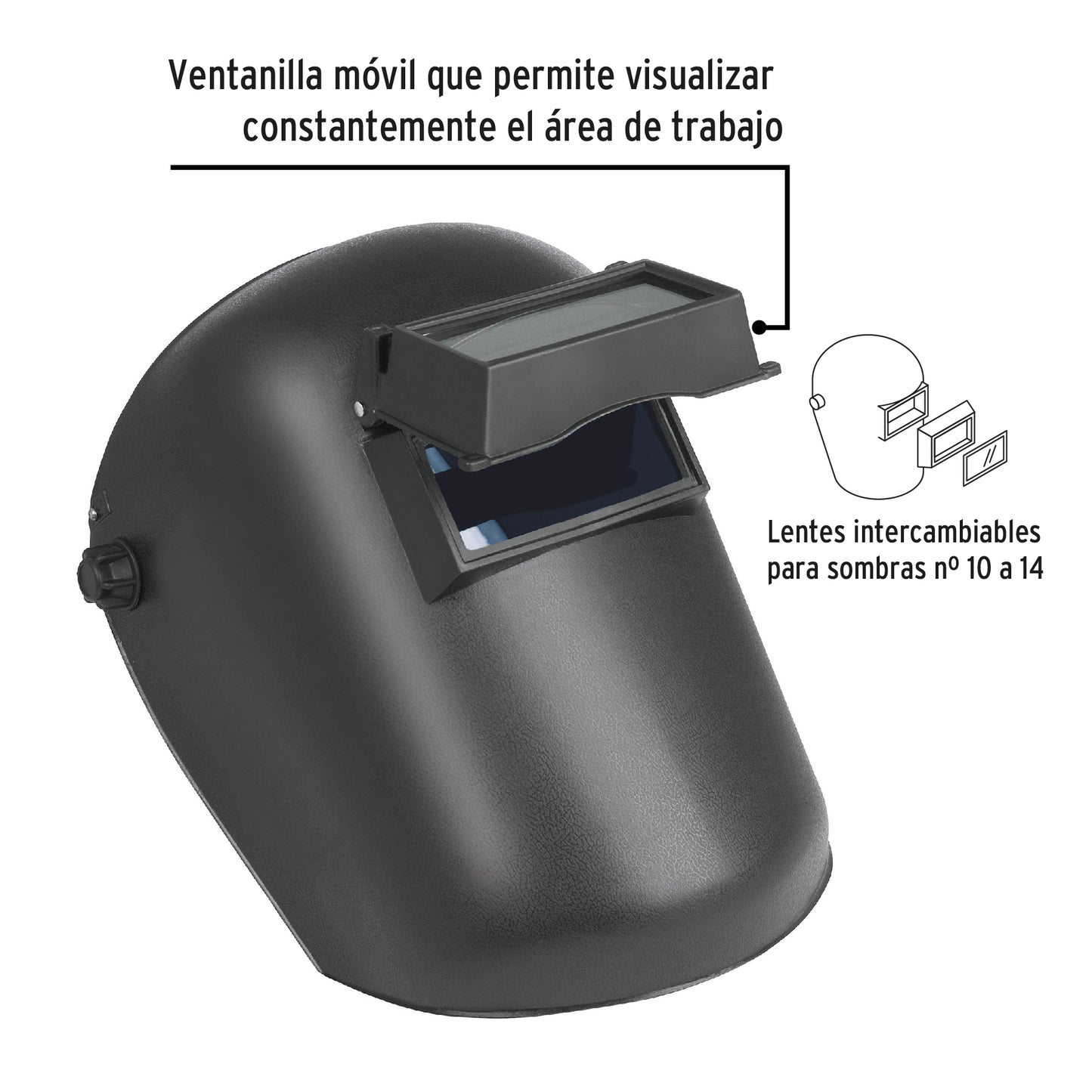 Careta Soldadura Profesional PRETUL CASO-300-P - Lente Abatible Sombra 11 - Protección Completa Ojos y Rostro