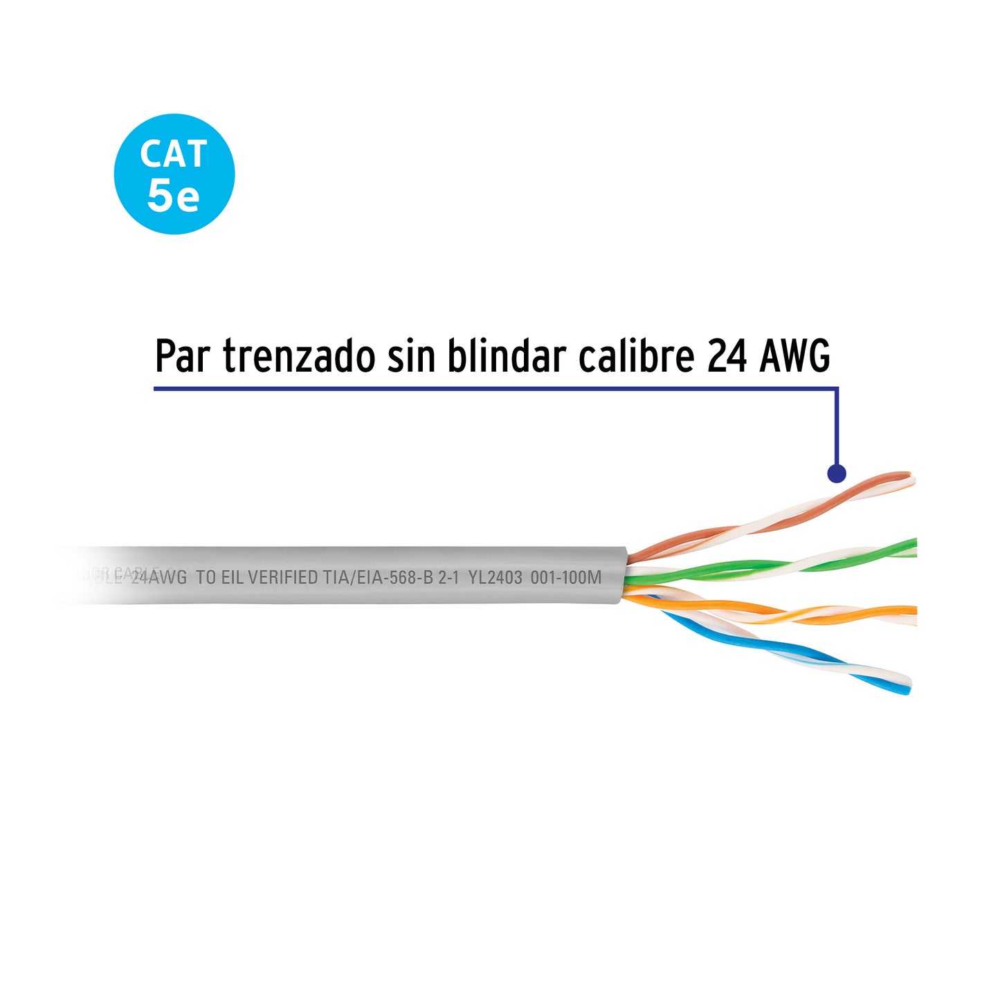 Cable UTP CAT5E 100m Bobina Gris VOLTECK