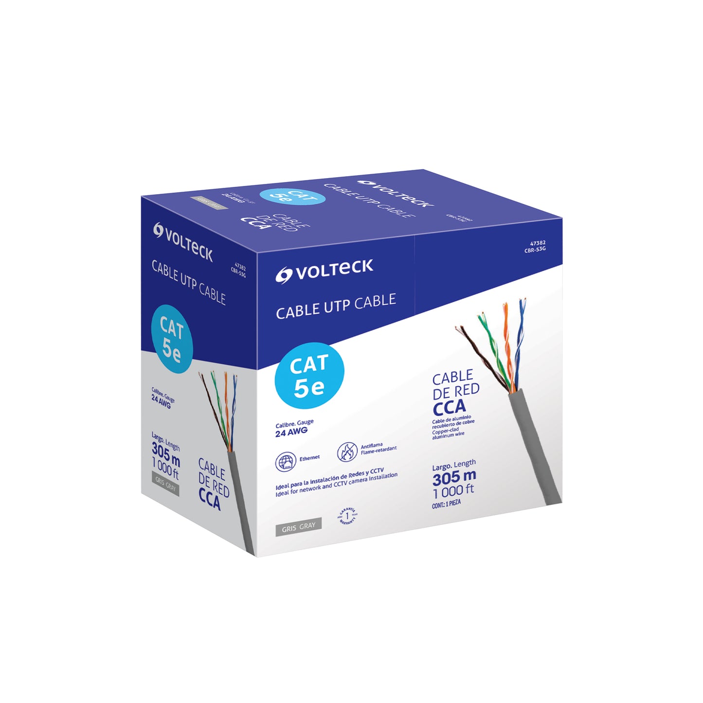 Cable UTP CAT5E 305m Bobina Gris | VOLTECK