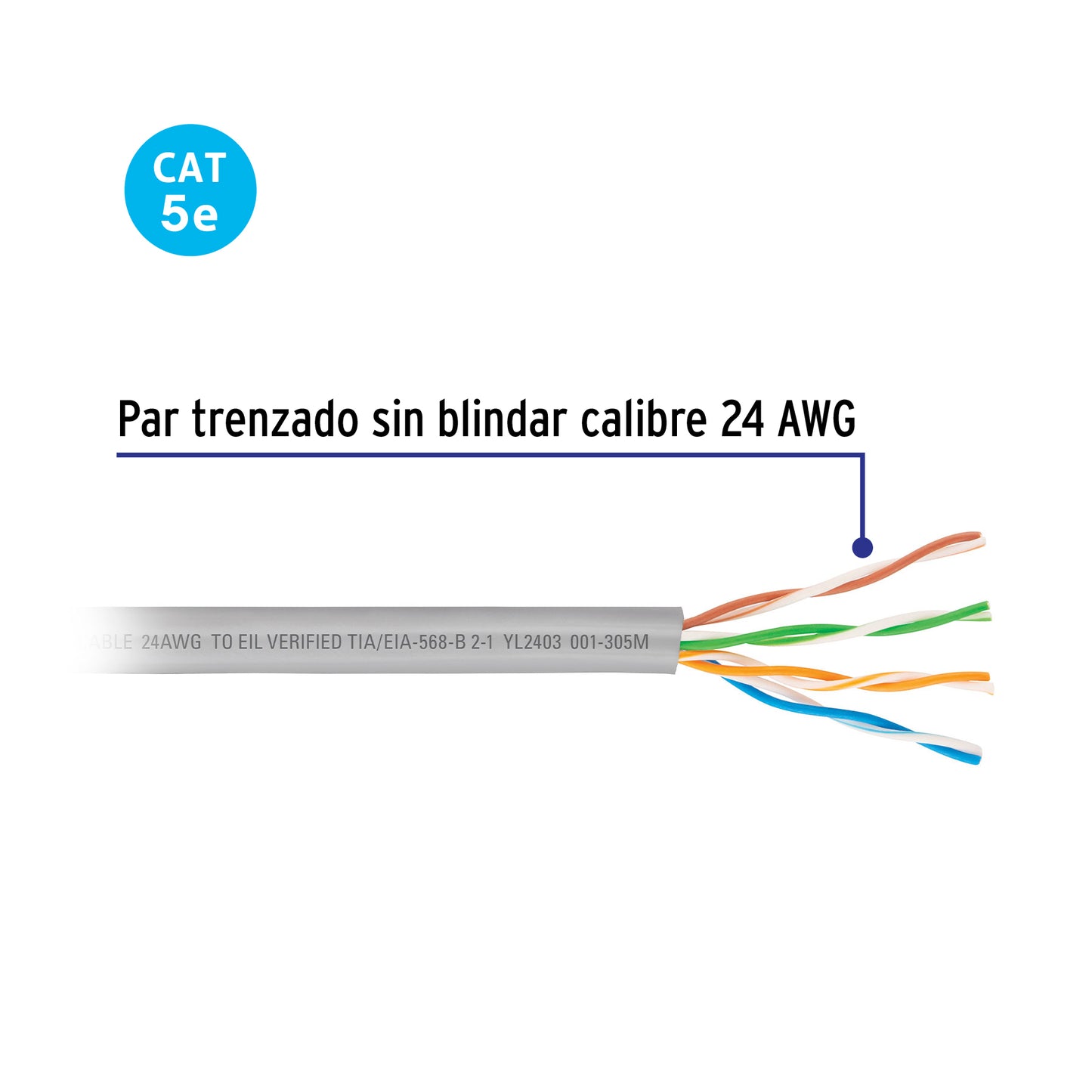 Cable UTP CAT5E 305m Bobina Gris | VOLTECK