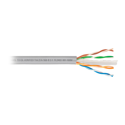 cable UTP CAT6 por metro o en bobina de 100m color gris marca VOLTECK. Ideal para redes de alta velocidad.