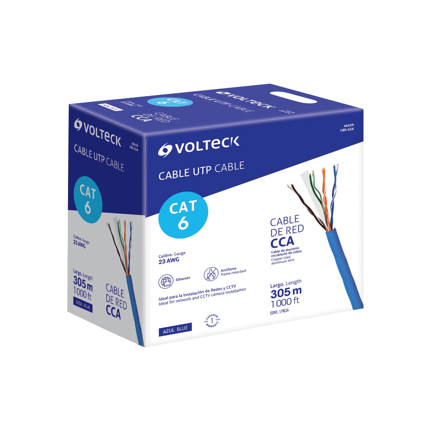 Cable UTP CAT6 305m Bobina VOLTECK – Red Estructurada
