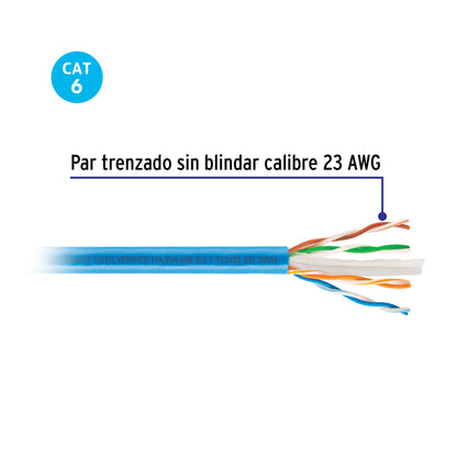 Cable UTP CAT6 305m Bobina VOLTECK – Red Estructurada