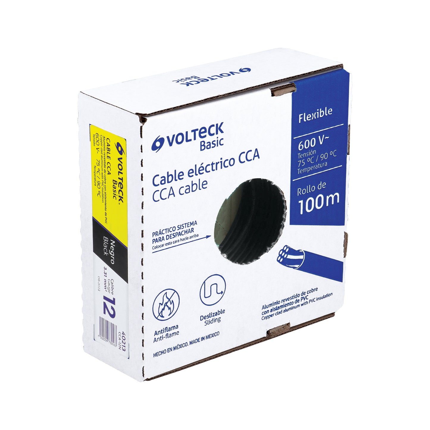 Cable THW CCA 12 AWG Negro 100m - Aluminio Revestido Cobre para Instalaciones Eléctricas Residenciales y Comerciales - Solución Económica Conductividad Eléctrica