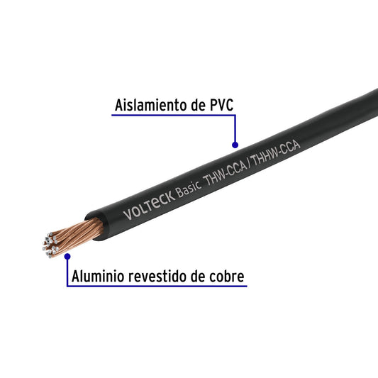Cable THW CCA 12 AWG Negro 100m - Aluminio Revestido Cobre para Instalaciones Eléctricas Residenciales y Comerciales - Solución Económica Conductividad Eléctrica