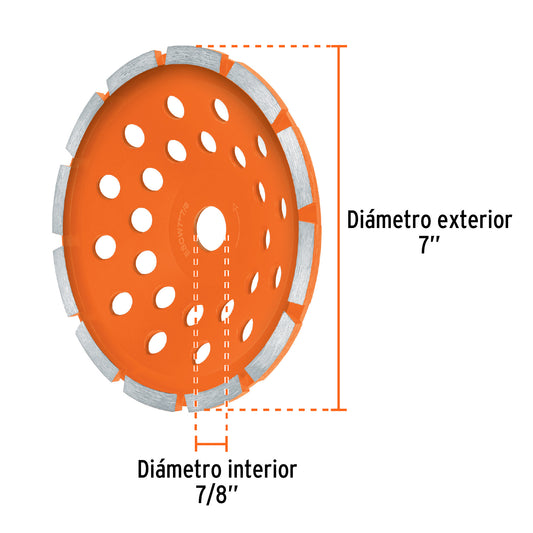 Copa de diamante 1 hilera 7" x 7/8", TRUPER