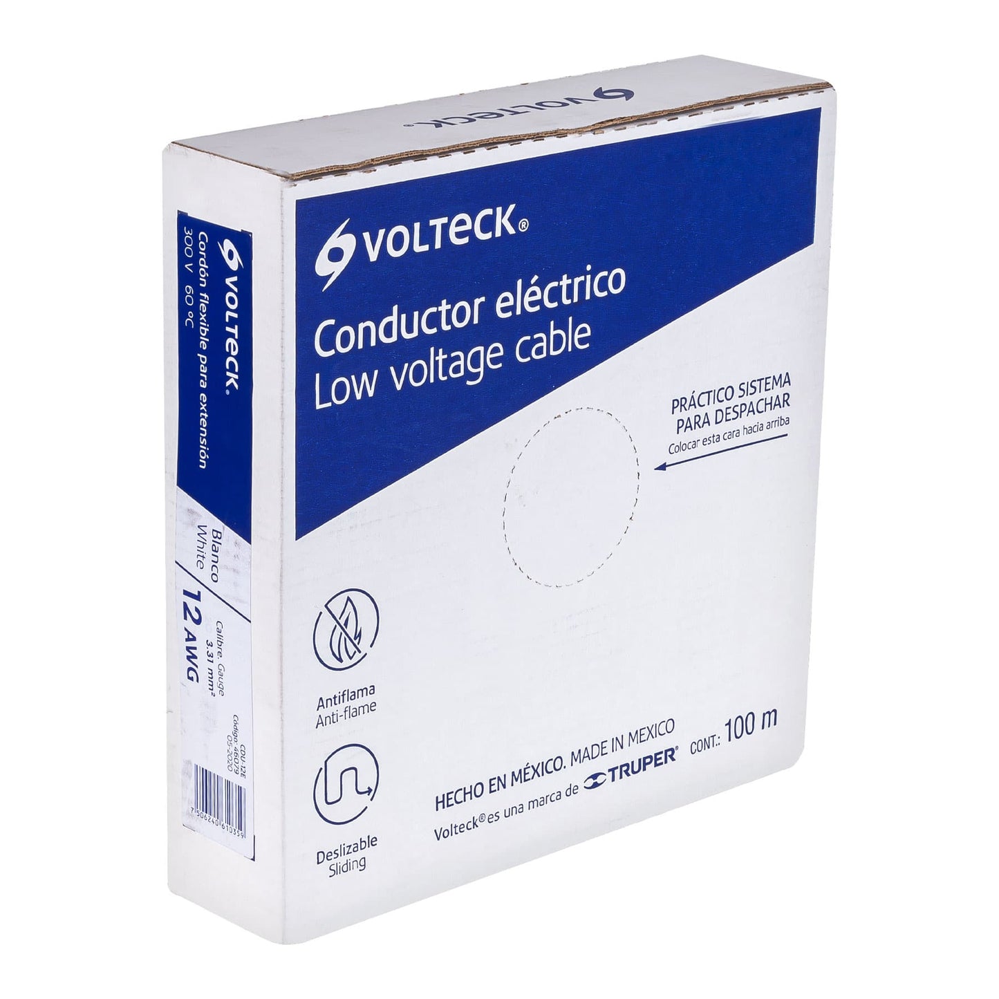 Rollo de 100 m cordón dúplex 12 AWG, VOLTECK 100 % cobre