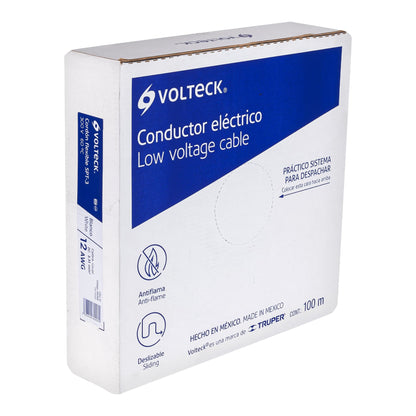 Rollo de 100 m de cordón dúplex flexible SPT 12 AWG, VOLTECK 100% cobre