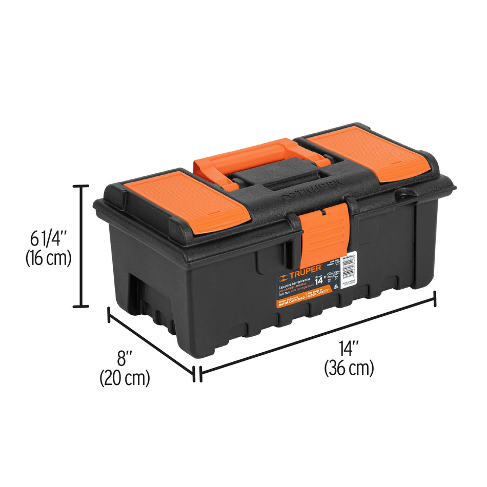 Caja para herramienta de 14" con compartimentos, Truper