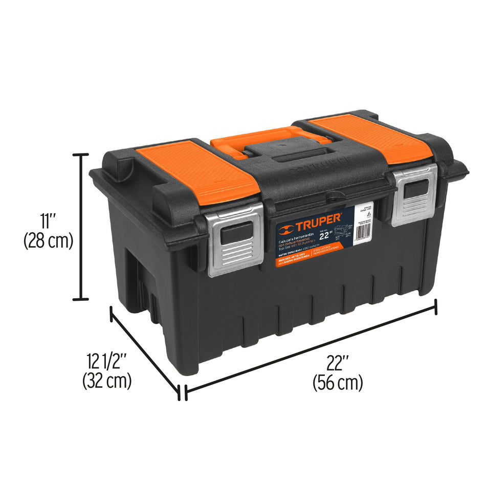 Caja p/herramienta 22" c/compartimentos y broches metálicos