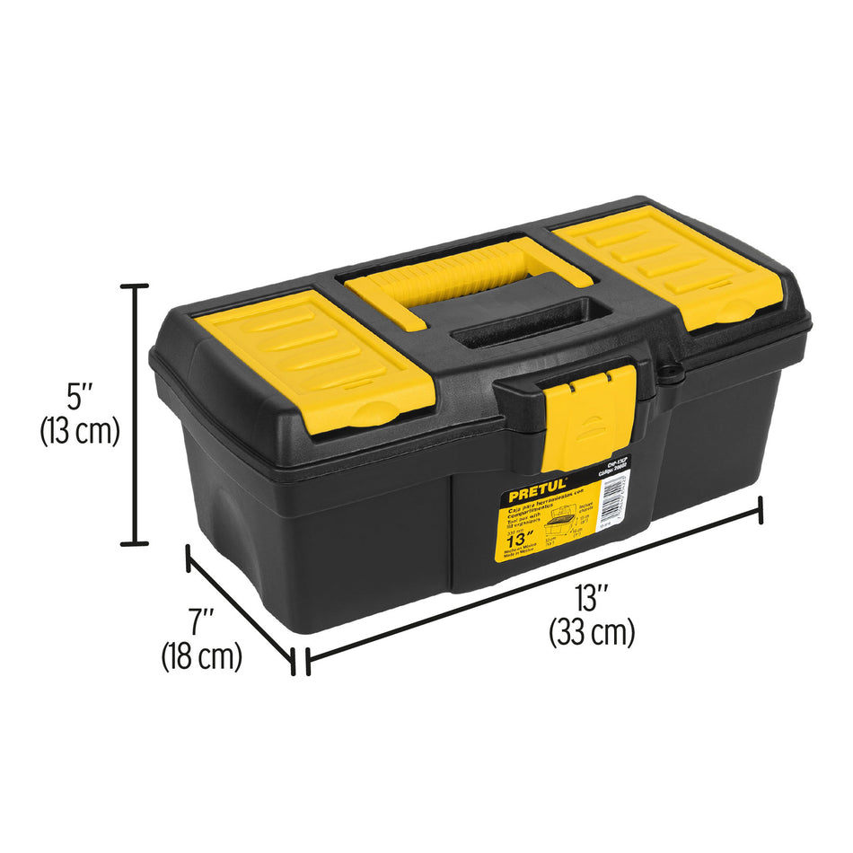 Caja para herramienta de 13" con compartimentos, Pretul