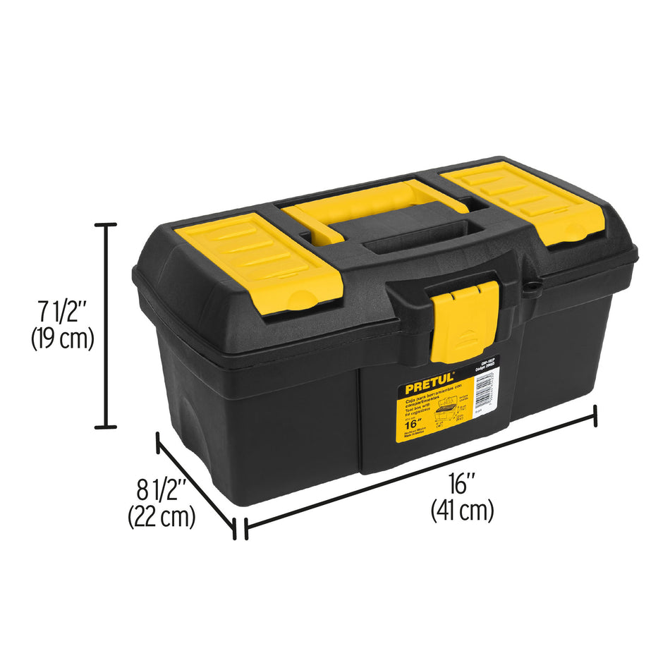 Caja para herramienta de 16" con compartimentos, Pretul