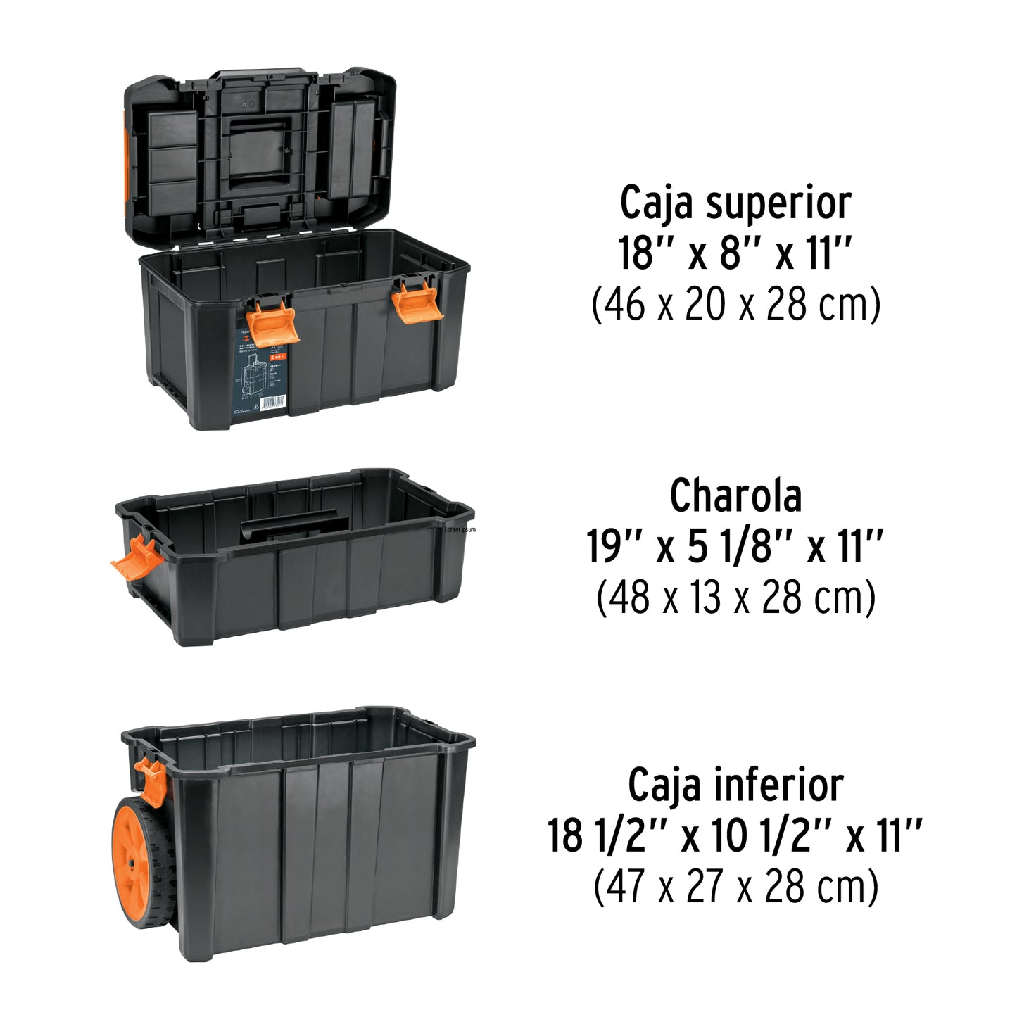 Caja de Herramientas Profesional 19x25 con Ruedas CHP-1925R - Solución Completa de Almacenamiento y Transporte para Herramientas