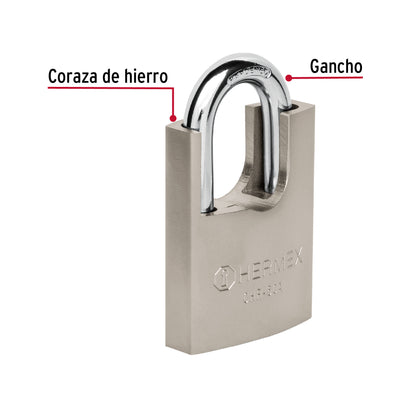 Candado HERMEX 50 mm Coraza Acero y Llave de Disco