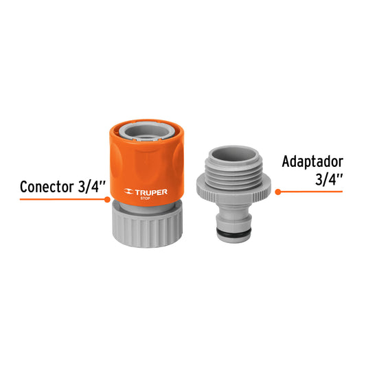 Conector 3/4" rápido de ABS mangueraacc. sistema click