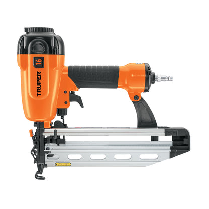 Clavadora Neumática Profesional Calibre 16 Truper CLNE-16 - Solución Rápida para Carpintería y Construcción - 100 Clavos, 75-110 PSI, Sistema Cambio Rápido