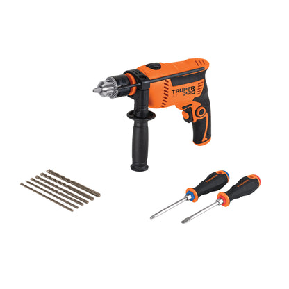 Combo Rotomartillo Profesional 1/2" 650W TRUPER con 6 Brocas Carburo Tungsteno y 2 Desarmadores - Kit Completo para Perforación en Concreto y Mampostería