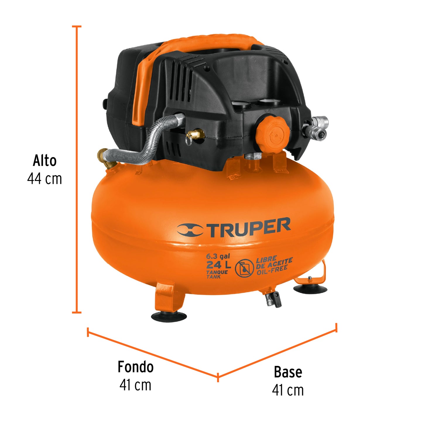 Compresor de Aire Libre de Aceite TRUPER 24L 2-2/3HP 135PSI - Sin Mantenimiento para Talleres y Herramientas Neumáticas