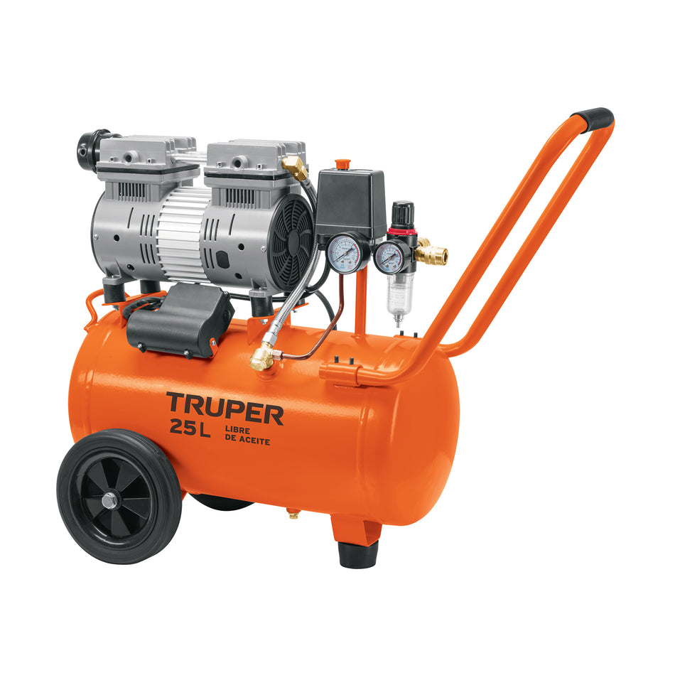 Compresor de Aire Silencioso Libre de Aceite 25L 2HP - Solución Profesional Anti-Vibración para Talleres y Herramientas Neumáticas - COMP-25Q
