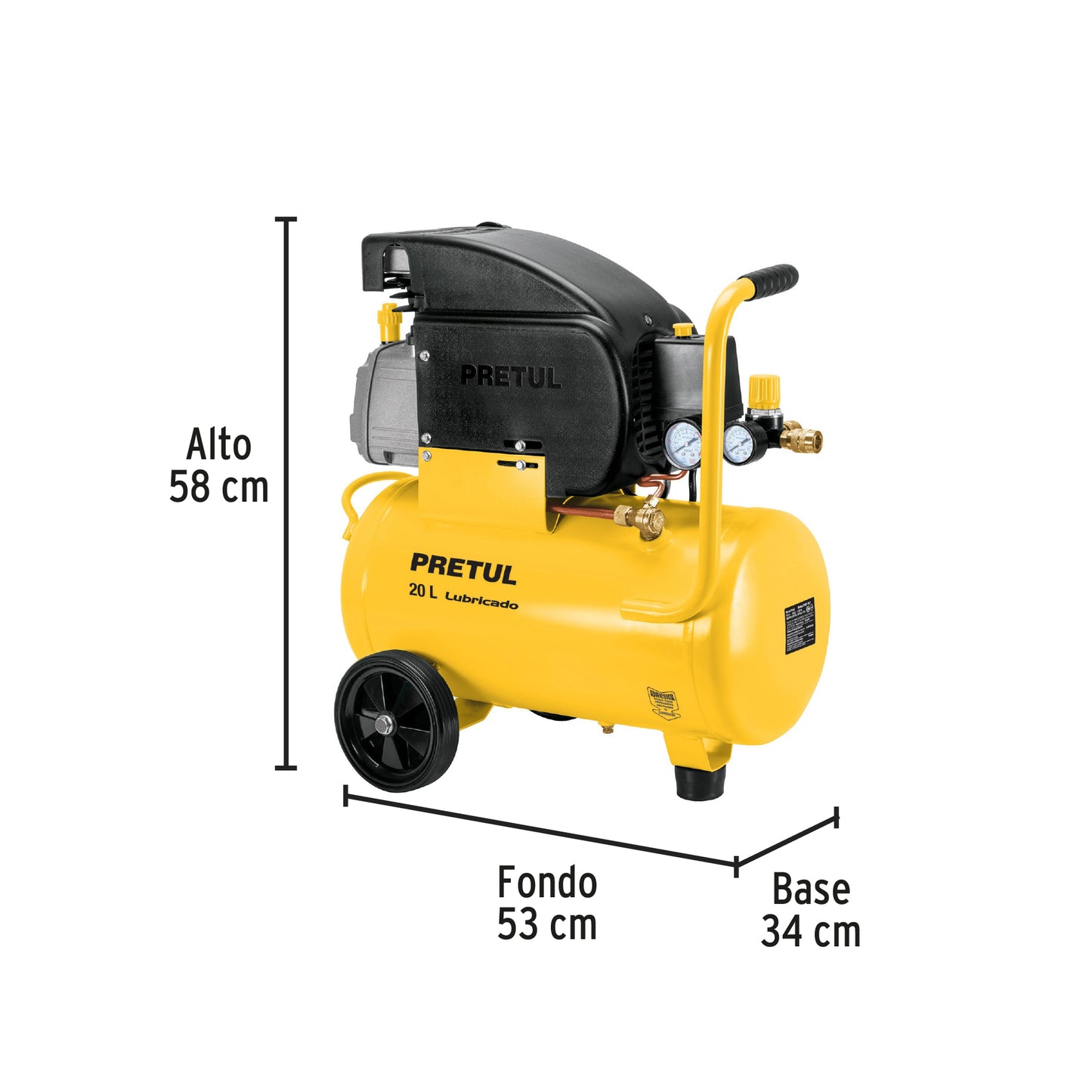 Kit Compresor de Aire PRETUL 20L 2.5HP con Manguera 7.5m y Accesorios Neumáticos - Solución Completa para Inflado y Limpieza Industrial 127V