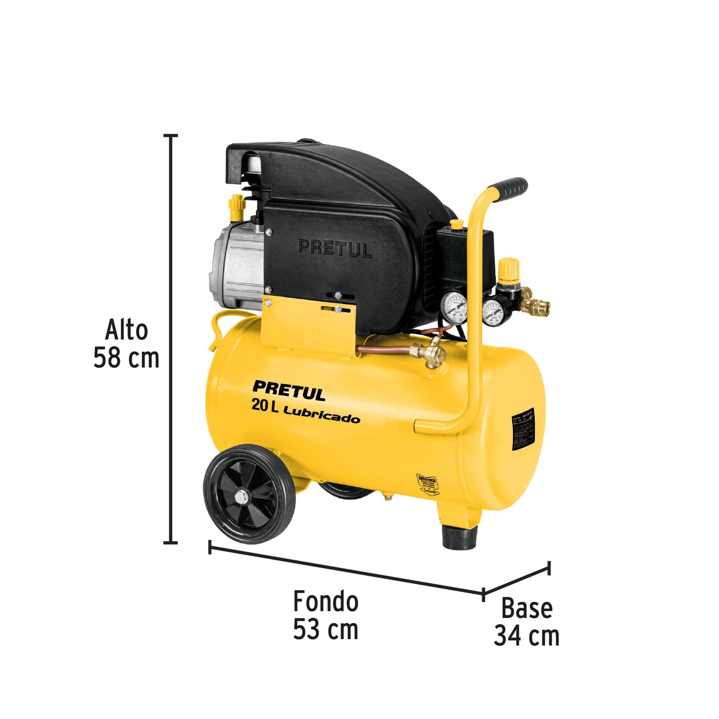 Kit Compresor de Aire 20L con Pistola y Manguera - Solución Completa para Pintura y Inflado - 2.5HP 127V PRETUL