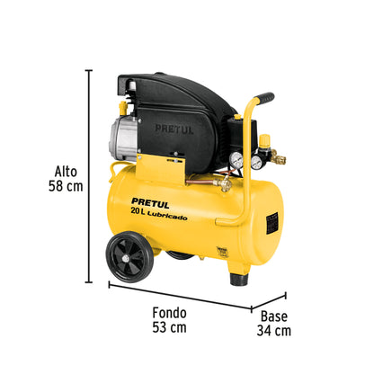 Kit Compresor de Aire 20L con Pistola y Manguera - Solución Completa para Pintura y Inflado - 2.5HP 127V PRETUL