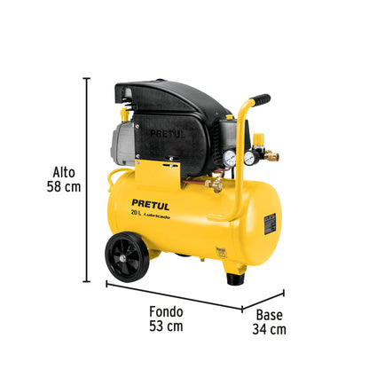 Kit Compresor de Aire 20L con Pistola de Baja Presión y Manguera 5m - Solución Completa para Pintura y Aplicaciones Neumáticas 127V PRETUL - Ideal para Talleres y Proyectos de Bricolaje