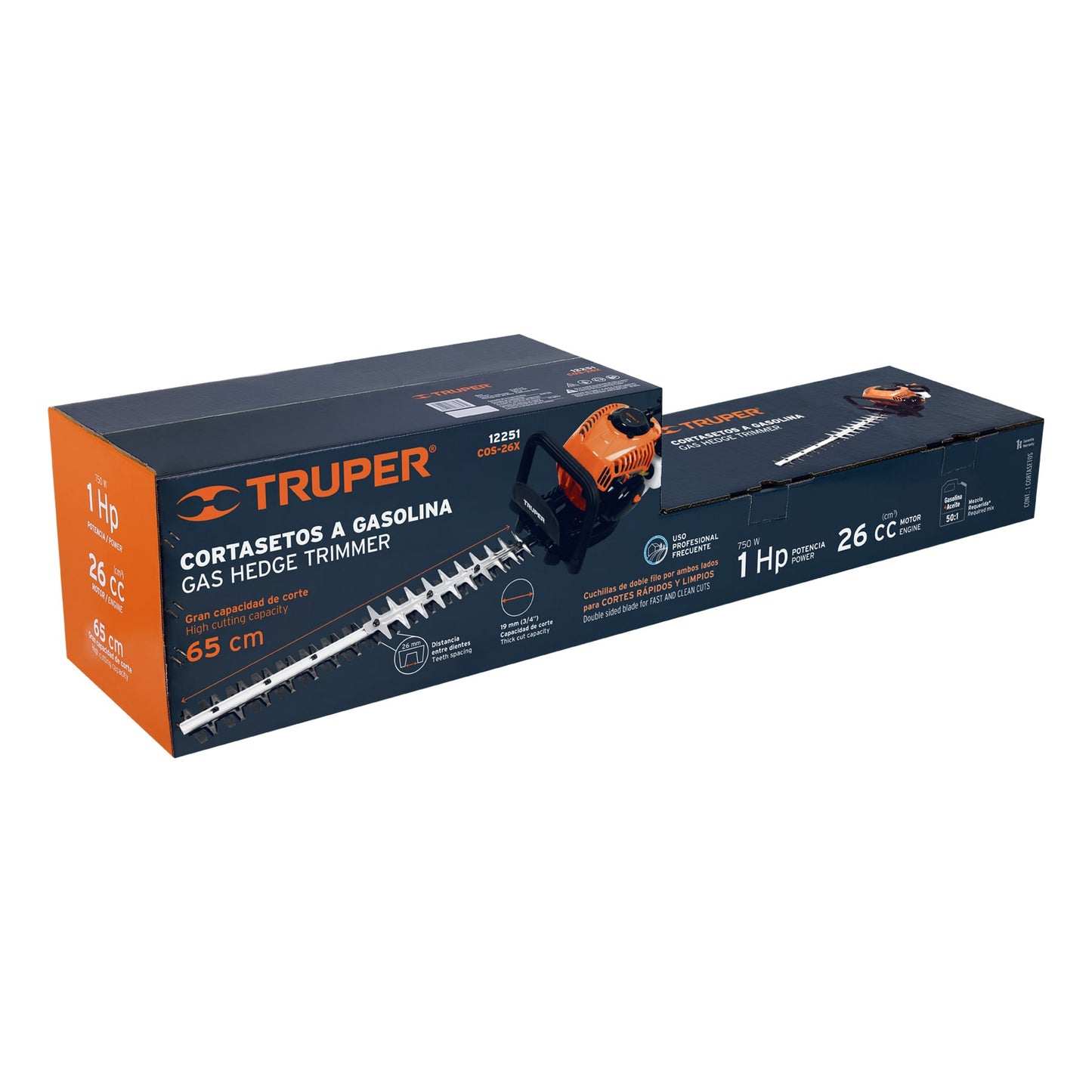 Cortasetos Profesional Truper COS-26X Motor Gasolina 26cc 1HP - Solución Completa para Poda y Mantenimiento de Jardines